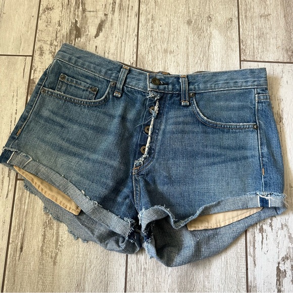 rag & bone Pants - RAG & BONE blue ripped distressed mini denim jean shorts womens 27